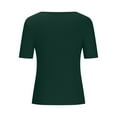 thumbnail image 6 of Jewelreauty Women Knit Short Sleeve Shirts Pullover Square Neck Tunic Basic Tees Casual Solid Lightweight Tops (XL, Green), 6 of 7
