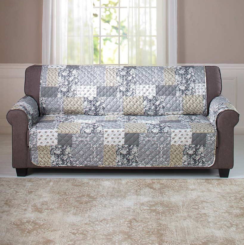 Love Seat Slipcover with Quilted Pattern with Reversible Side 