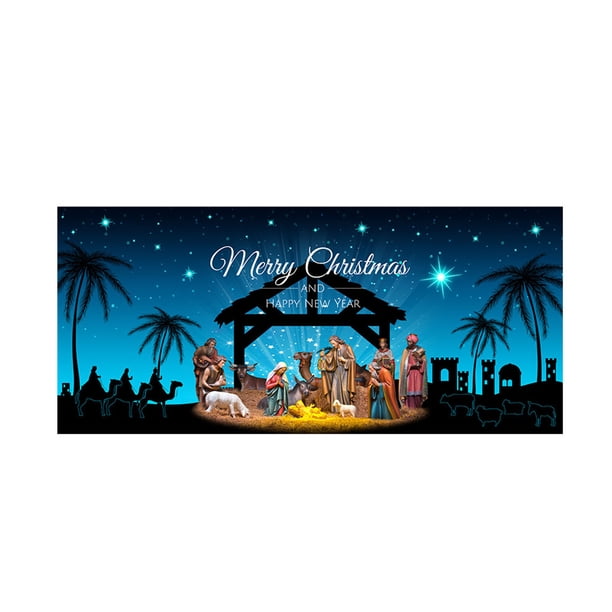 Póster navideño grande para puerta de garaje - Mural invernal para decoración navideña de interior y exterior - Estandarte de tela de poliéster con diseño nav JASKFLY