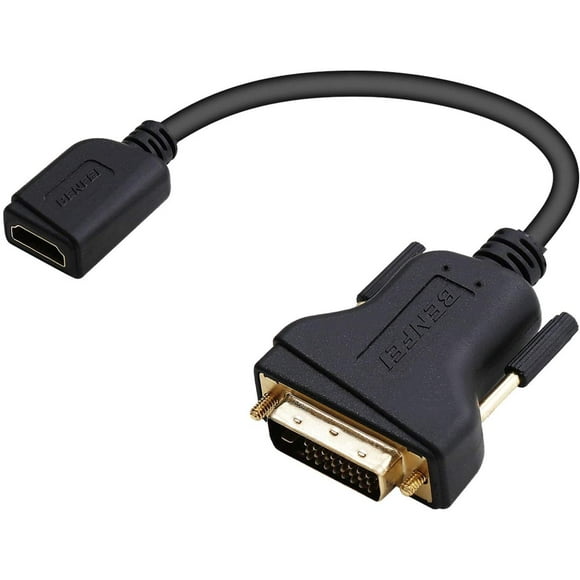 DVI to HDMI, Bidirectional DVI (DVI-D) to HDMI Male to Female Adapter with Gold-Plated Cord