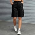 thumbnail image 2 of Quick Dry Shorts for Women Knee Length High Waisted Cargo Hiking Bermuda Shorts Lightweight Long Golf Chino Short Black L, 2 of 7