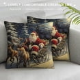 thumbnail image 3 of Orinice Santa Claus Sleigh Reindeer Graphic Decorative Throw Pillow Cover for Home Couch Living Room Bed Sofa Winter Aesthetic Decor 1PC 12x12in, 3 of 5