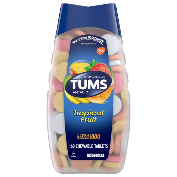 TUMS Ultra Strength 1000 Tropical Fruit Antacid Chewable Tablets 160 Ct