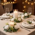 thumbnail image 5 of Artificial Rose Candle Ring Wreaths, Faux Floral Silk Flower 2 pcs Table Centerpiece Dining Room Wedding Ceremony Event Home Desktop Shelf Votive Holder Decoration Red, 5 of 5