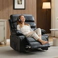 thumbnail image 5 of PU Leather Recliner Lounge Chair, Extra Wide Manual Recliner with Massage & Heat, Large Lazy Chair with 1.5X Sponge Comfort for Living Room, Nursery, 5 of 8