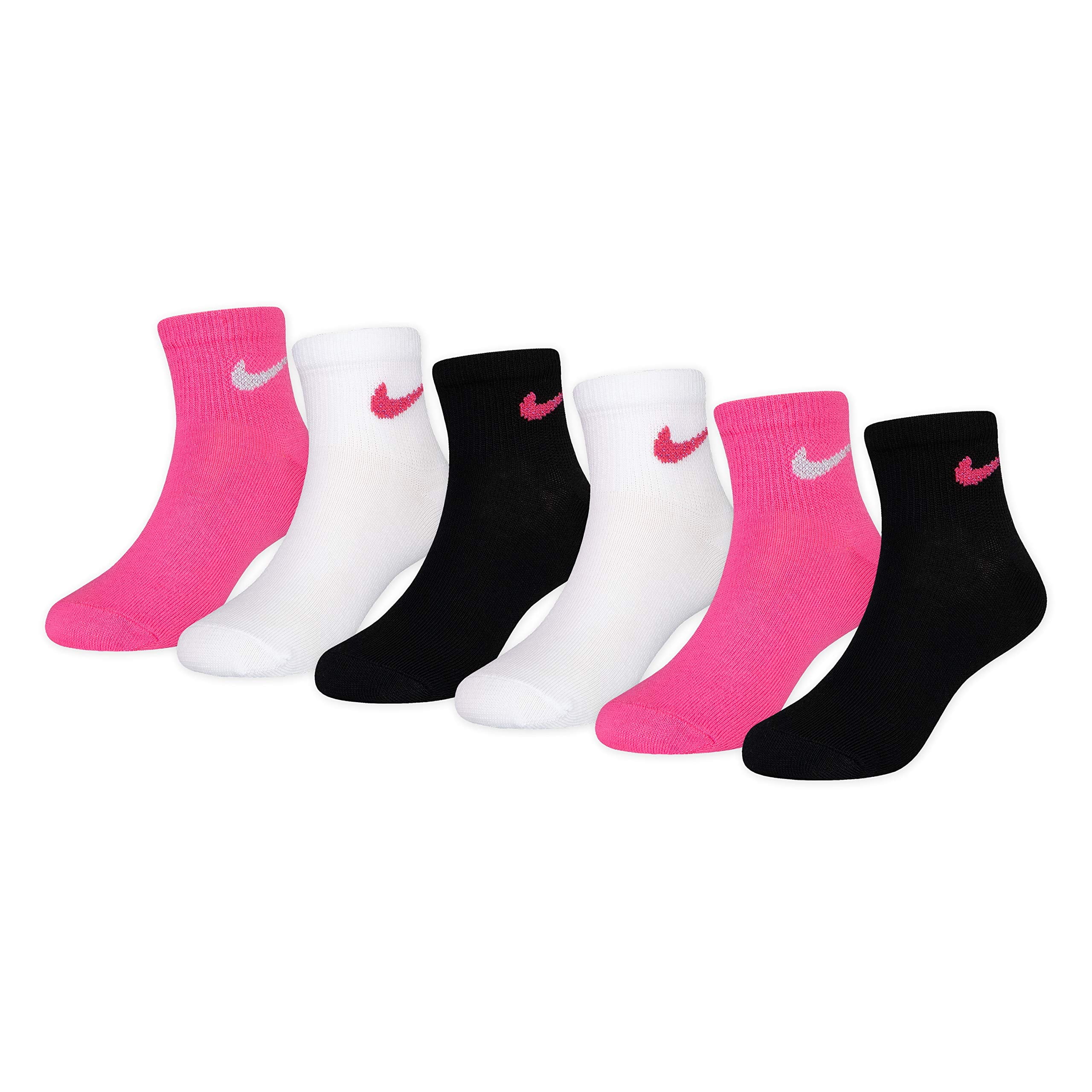 Nike Kids' Everyday Ankle Socks, Pairs, Pink Pow/White/Black