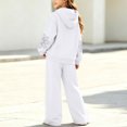 thumbnail image 5 of Enjoytime Girls Outfits Floral Print Long Sleeve Hoodie with Wide Leg Pants 2 Piece Set Kids Fall Winter Fashion Comfy Casual Sweatsuit, 5 of 7