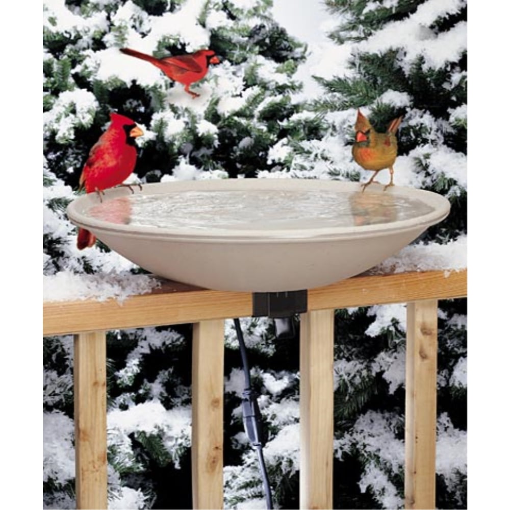 Allied Precision Indtries (650) Heated Bird Bath with Mounting Bracket, Light Stone Color, 20" Diameter