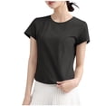 thumbnail image 2 of Women's Casual T-shirt, Oversize Short Sleeve Top, Solid Color Round Neck Blouse for Daily Wear, 2 of 4