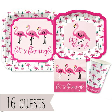 Flamingo - Party Like a Pineapple - Baby Shower or Birthday Party Tableware Plates, Cups, Napkins - Bundle for 16