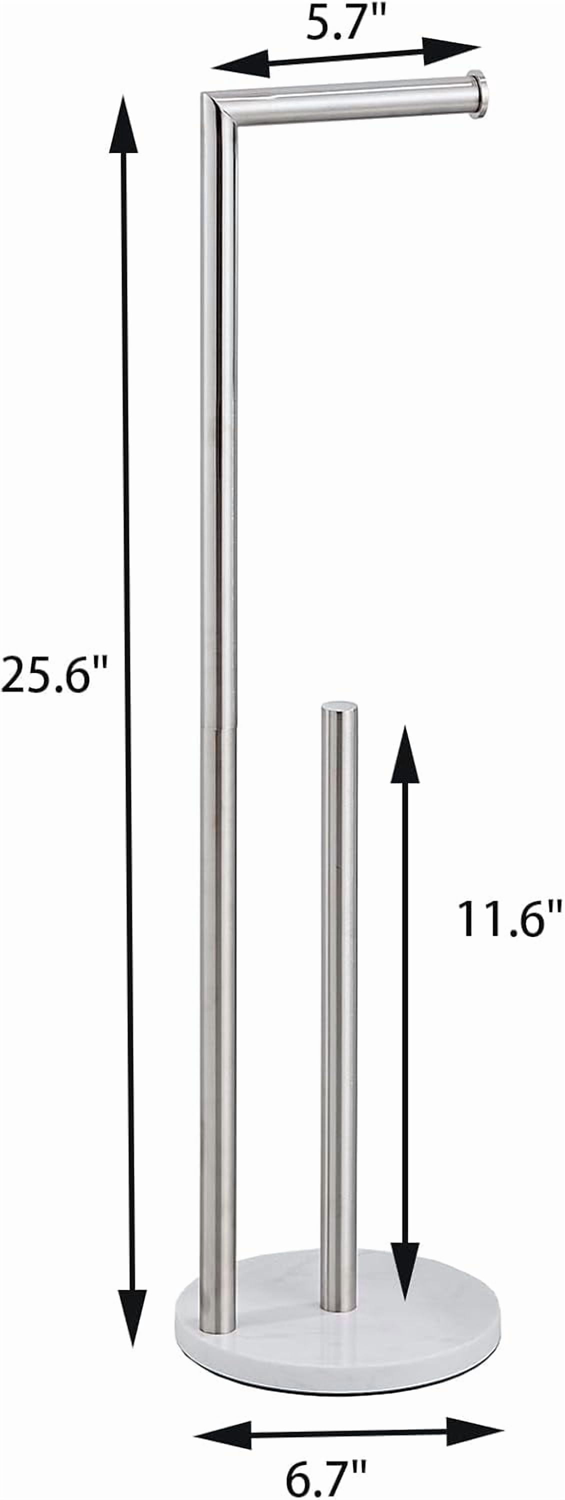 Marble Toilet Paper Holder Stand - Brushed Nickel Freestanding with Storage Floor Stand Silver Toilet Roll Holder Standing Paper Towel Holder