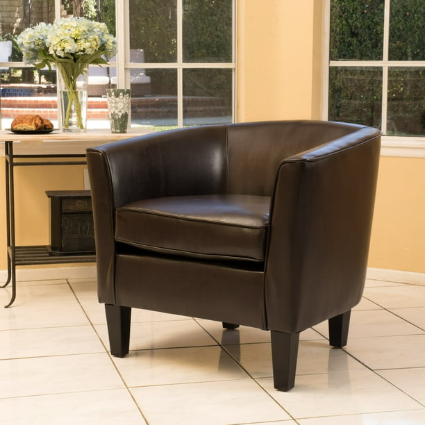 Noble House Lansden Brown Bonded Leather Club Accent Chair Com Noble House Lansden Brown Bonded, Leather Club Accent Chair
