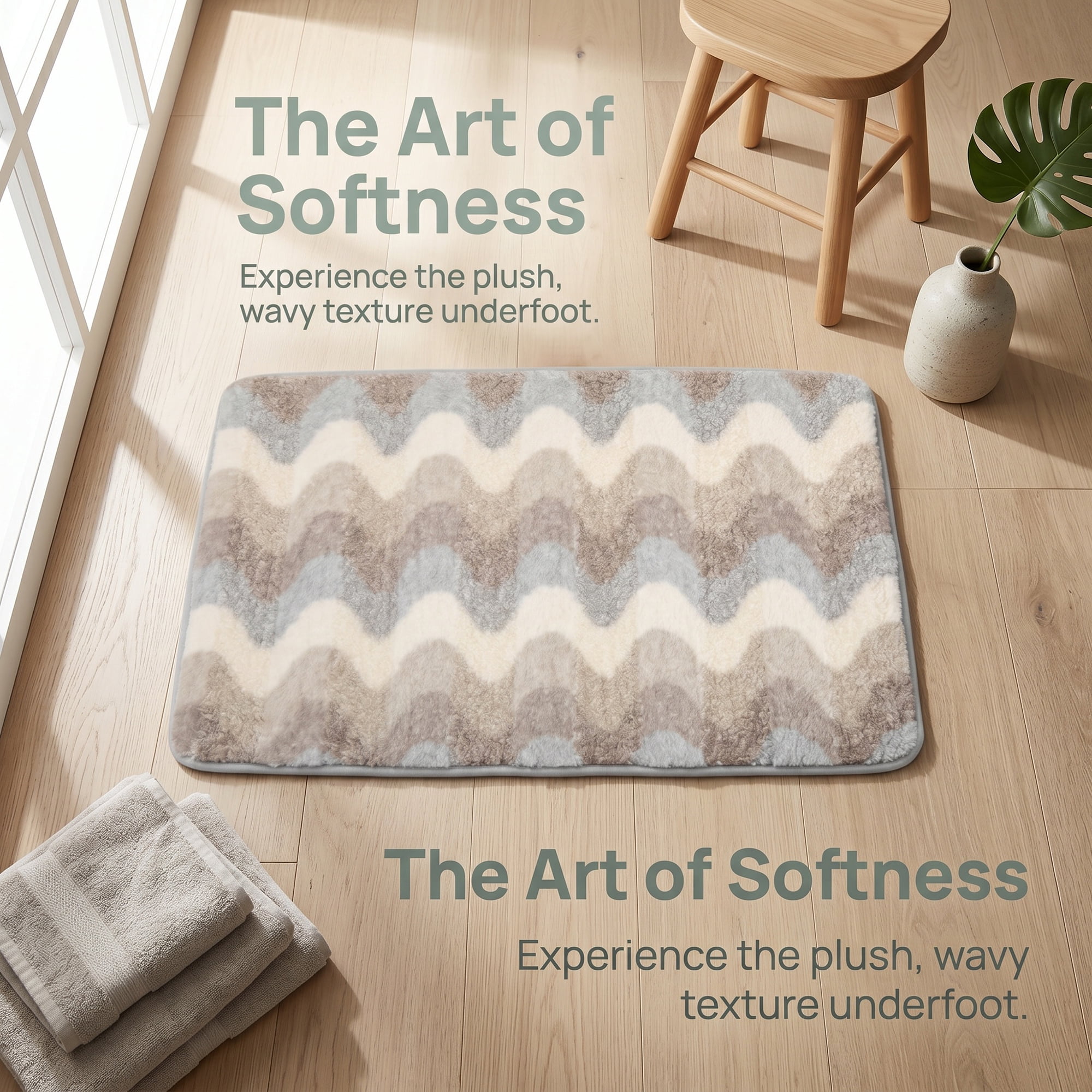 Unique Bargains Absorbent Non-Slip Machine Washable Geometric Bath Mat Blue Gray 32" x 20"