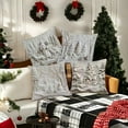 thumbnail image 3 of Gumesh White Santa and Reindeer Pillow Cover, Festive Christmas Design with Embroidery Details, Soft Flannel Pillowcase for Couch & Bed Decor, 3 of 5