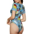 thumbnail image 3 of Gaeub Pirate Marine Animals Women'S Short Sleeve One Piece Swimsuit Sexy High-Waisted Bodysuit For Swimming, Beach, Sports - Medium, 3 of 9
