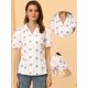 thumbnail image 2 of Blusa con estampado semitransparente para mujer con cuello de muesca y camisa elegante con botones blanco S, 2 of 6