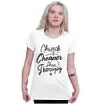 thumbnail image 4 of Church is Cheaper Than Therapy Womens Slim Fit Graphic Tee Brisco Brands M, 4 of 5