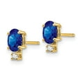 thumbnail image 2 of Auriga Fine Jewelry 14K Yellow Gold Oval Sapphire and Diamond Stud Earrings for Women (L- 0.36 inch, W- 0.16 inch), 2 of 4