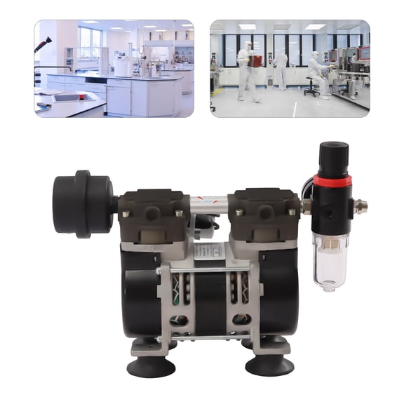 200W Lab Vacuum Pump Oil Free Oilless Vacuum Pump 60L/min With Pressure Gauge Black 6.8*3.5*5.6