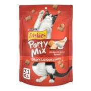 Purina Friskies Cat Treats, Party Mix Gravy-licious Crunch Chicken and Gravy Flavors, 2.1 oz.
