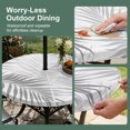 thumbnail image 5 of Round Outdoor Tablecloth with Umbrella Hole and Zipper, Gray Palm Leaf Tablecloth with Elastic Waterproof, Tropical Botanical Leaves Minimalist Patio Table Covers for 36" - 44" Picnic Pool Tables, 5 of 9
