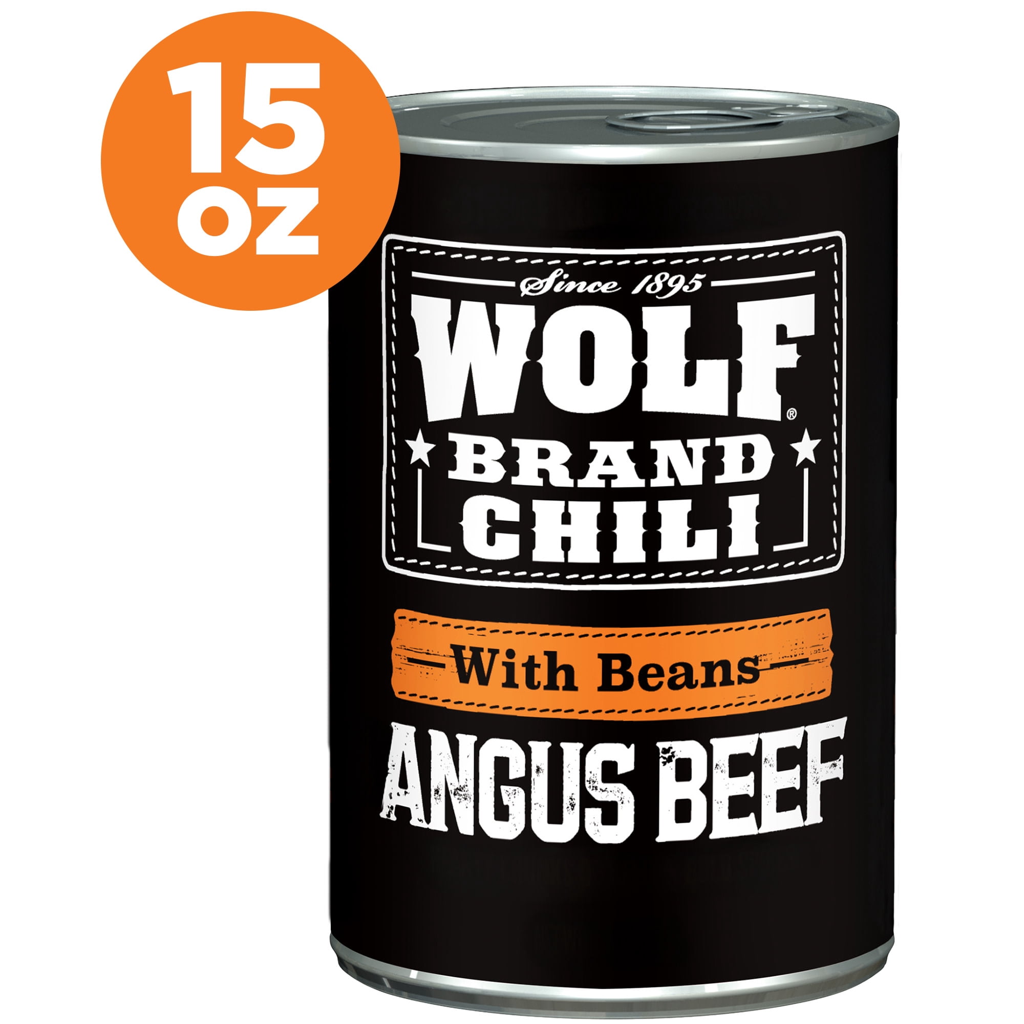 (6 pack) Wolf Brand Angus With Beans Chili, 31g Protein Per Serving, 15 oz. Can