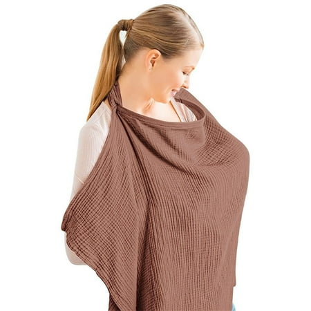Konssy Muslin Nursing Cover For Breastfeeding Breathable Cotton Nursing Cover With Rigid Hoop For Mom Nursing Apron Multipurpose Car Seat Canopy