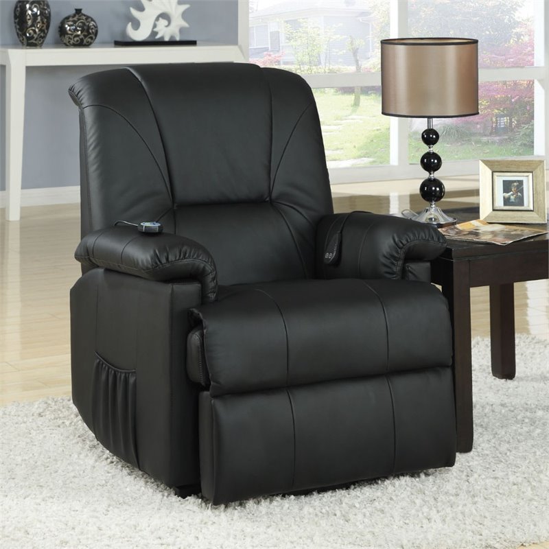 Bowery Hill Recliner with Power Lift and Massage in Black