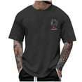 thumbnail image 2 of Mens Shirts Print Coconut Tree Blouses Round Neck Casual Short Sleeve Round-Neck Top Dark Gray M T-shirts for Men, 2 of 4