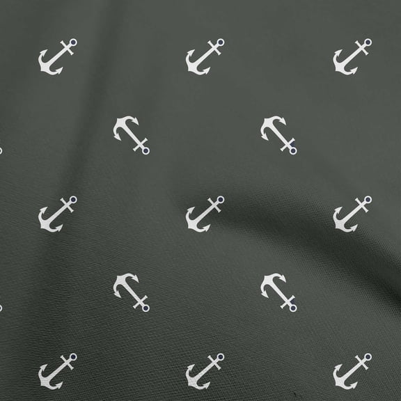 oneOone Cotton Cambric Gray Fabric Nautical Anchor Fabric For Sewing Printed Craft Fabric By The Yard 42 Inch Wide