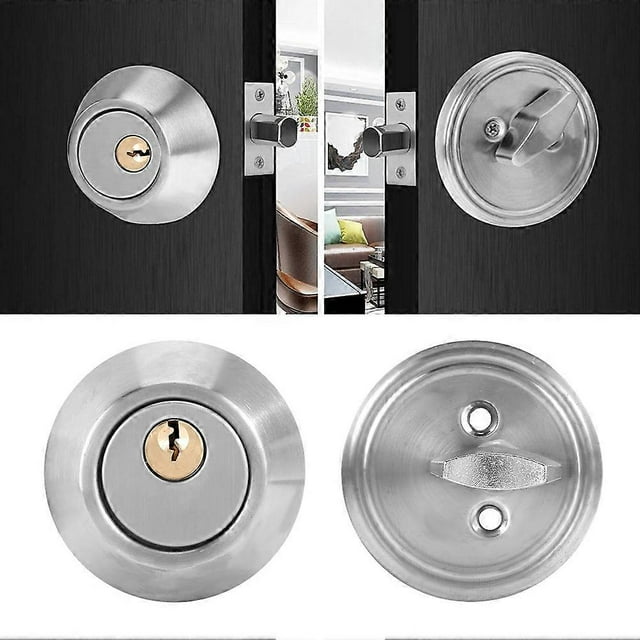 Stainless Steel Single Cylinder Safety Anti Theft Bedroom Door Lock with Keys (Silver)
