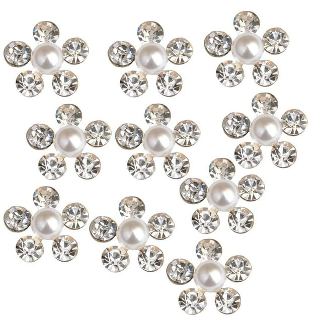 10 piezas de adornos de flores de diamantes de imitación de cristal con botón de apliques de parte posterior plana para e
