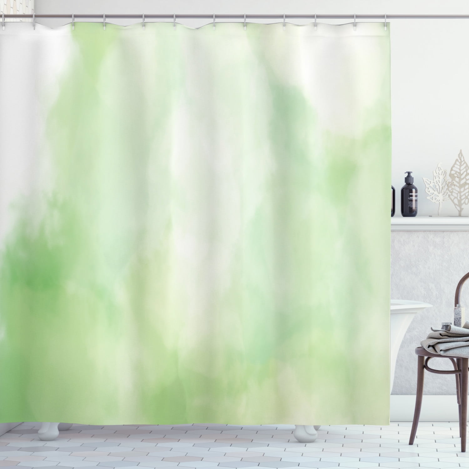 Fabric Shower Curtain Creative Color Stripe Bathroom Waterproof 72inch & 12Hooks 