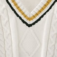 thumbnail image 6 of Otqutp Boys Girls Knitted Vests Cotton Striped Trim Sleeveless Solid Sweater Gilet Spring Autumn Back to School Campus Sweater Waistcoat, 6 of 9