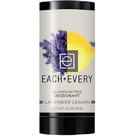 Each & Every All Natural Aluminum Free Deodorant for Women and Men, Cruelty Free Vegan Deodorant with Essential Oils, Non-Toxic, Baking Soda Free, Lavender Lemon, 2.5 (Best Non Toxic Deodorant For Men)