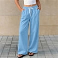 thumbnail image 3 of DJDLJWCJ Teen Girls Fleece Lined Sweatpants 5-15 Thickened Winter Warm Wide Leg Athletic Pants Elastic Waist Side Pocket Casual Pants Blue Size 9, 3 of 9