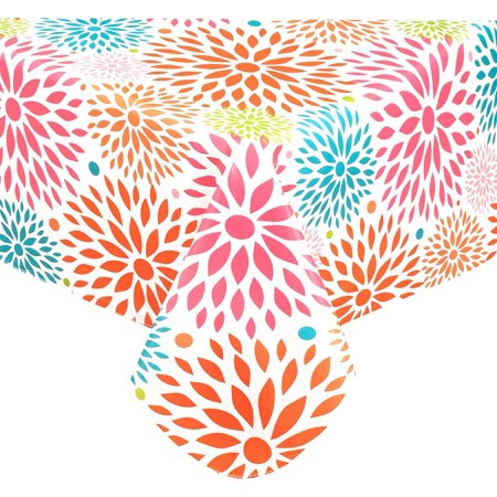 

Newbridge Color Burst Celebration Flannel Backed Vinyl Tablecloth - Colorful Contemporary Geometric Print Spring and Summer Vinyl Tablecloth With Flannel Backing 52 In x 52 In Square