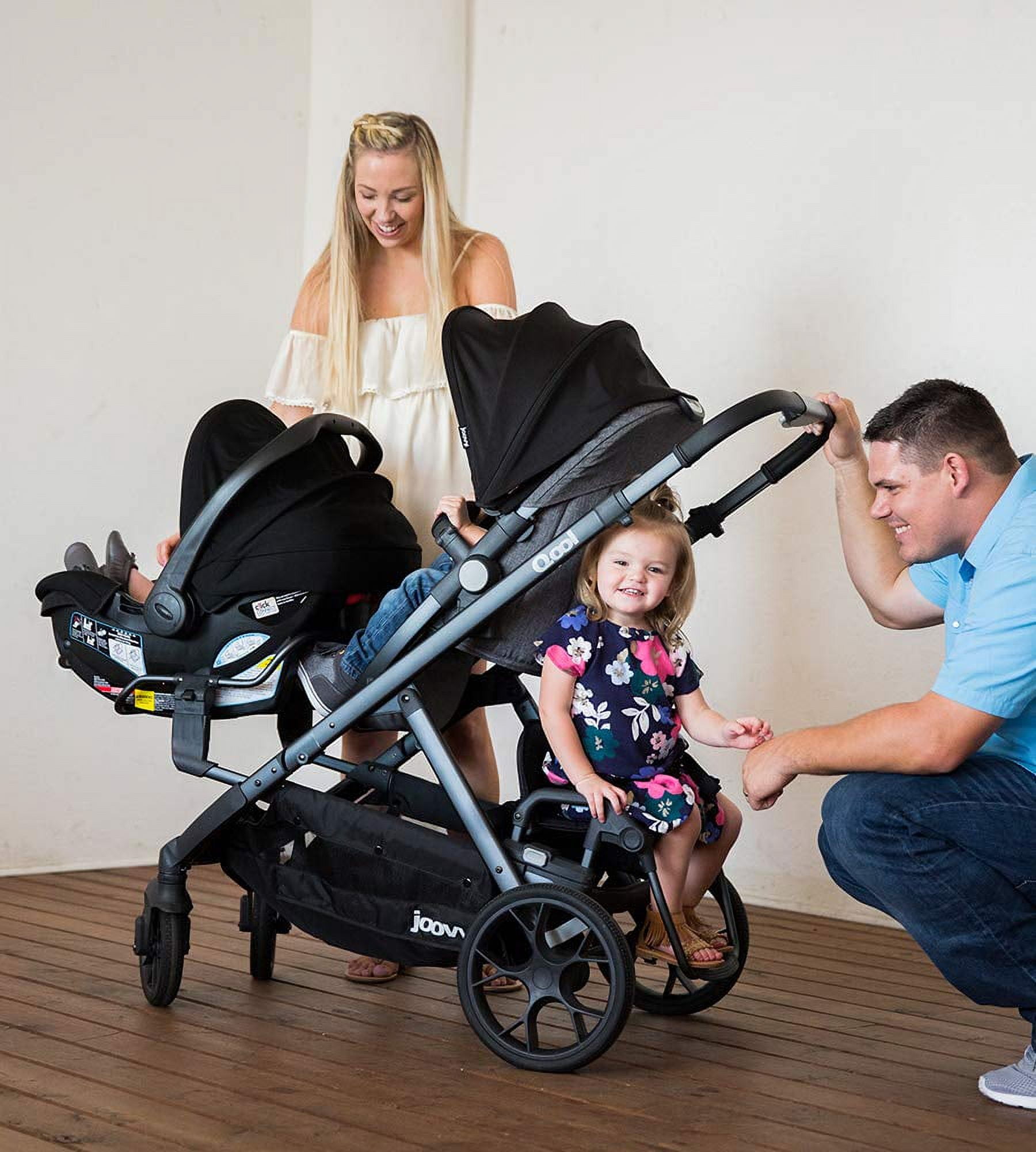 Joovy Qool Convertible Modular Single Double Triple Stroller Gray Melange Walmart