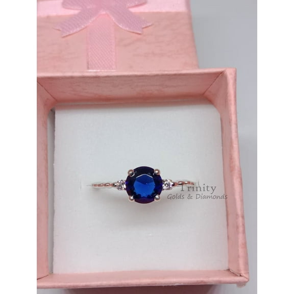 True Elegant Blue Sapphire Lab-Grown Sterling Silver Ring