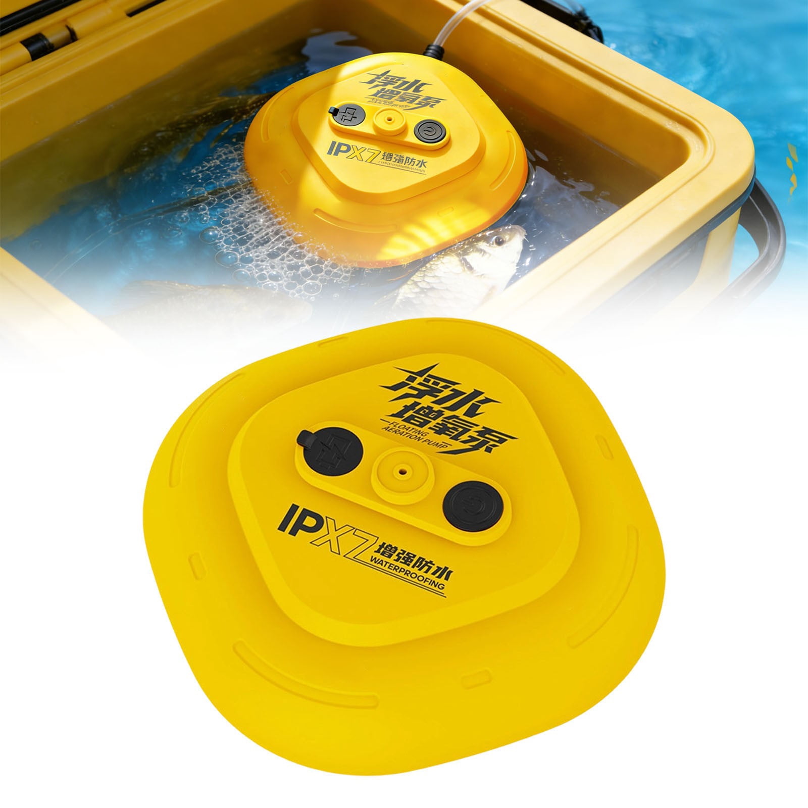 CMrtew Efficient Floating Aerator, Oxygen Pump, Portable Channel Aquarium Aerator & Inflator, Ultra-Quiet Bubble Generator for Fish Tank, Bait Bucket, Fishing Trips Live Bait Transportation