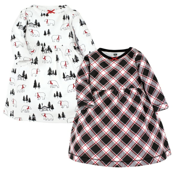 Luvable Friends Hudson Baby Dresses 2pk, Forest Cub, 0-3M
