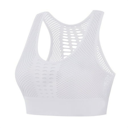 

Women Sports Bra Mesh Breathable Seamless Running Yoga Underwear White XL