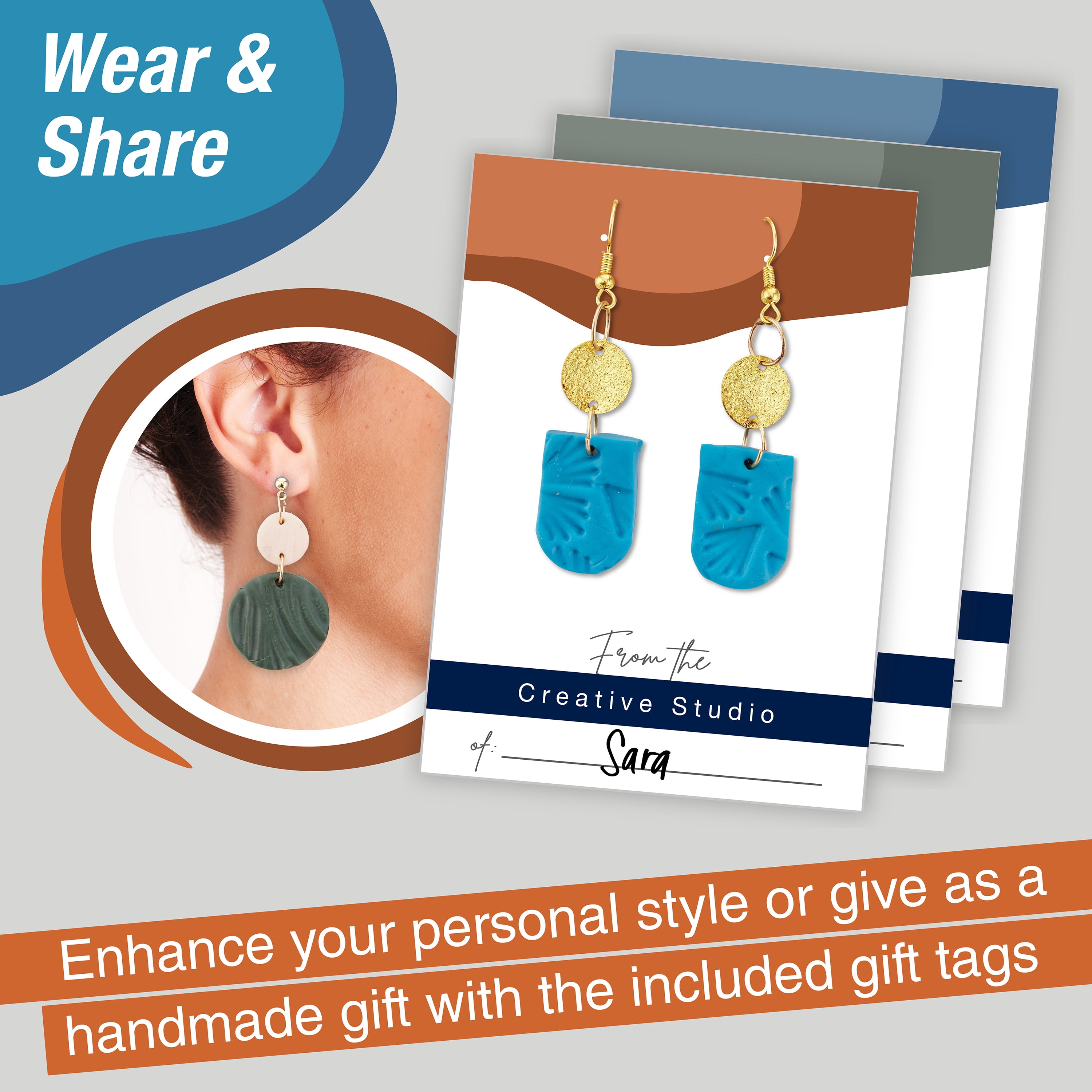 Faber-Castell Texture Clay Earrings Jewelry Making Kit - Create 3 Earrings, Crafts for Adults Women