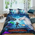 thumbnail image 2 of Cómo Entrenar a Tu Dragón Conjunto de sábanas temático, trío de piezas, cómodo y amigable con la piel, diseño único, regalo de decoración para el hogar para familiares, amigos y fans,140X210cm, 2 of 6