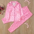 thumbnail image 5 of Silk Pajamas for Girls Valentines Day Pjs Long Sleeve Heart Print Button Down Sleep Shirt Kids Pajamas Girls 6-7 Years, 5 of 7