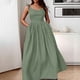thumbnail image 2 of Vestido de moda liso sin espalda con cuello en V y cintura alta para mujer, poliéster spandex, estilo sexy y elegante, tallas S-XXXL, 2 of 6