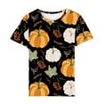thumbnail image 3 of WREESH Women's Short Sleeve Thanksgiving T-Shirts Casual Crew Neck Pullover Tops Black, 3 of 4