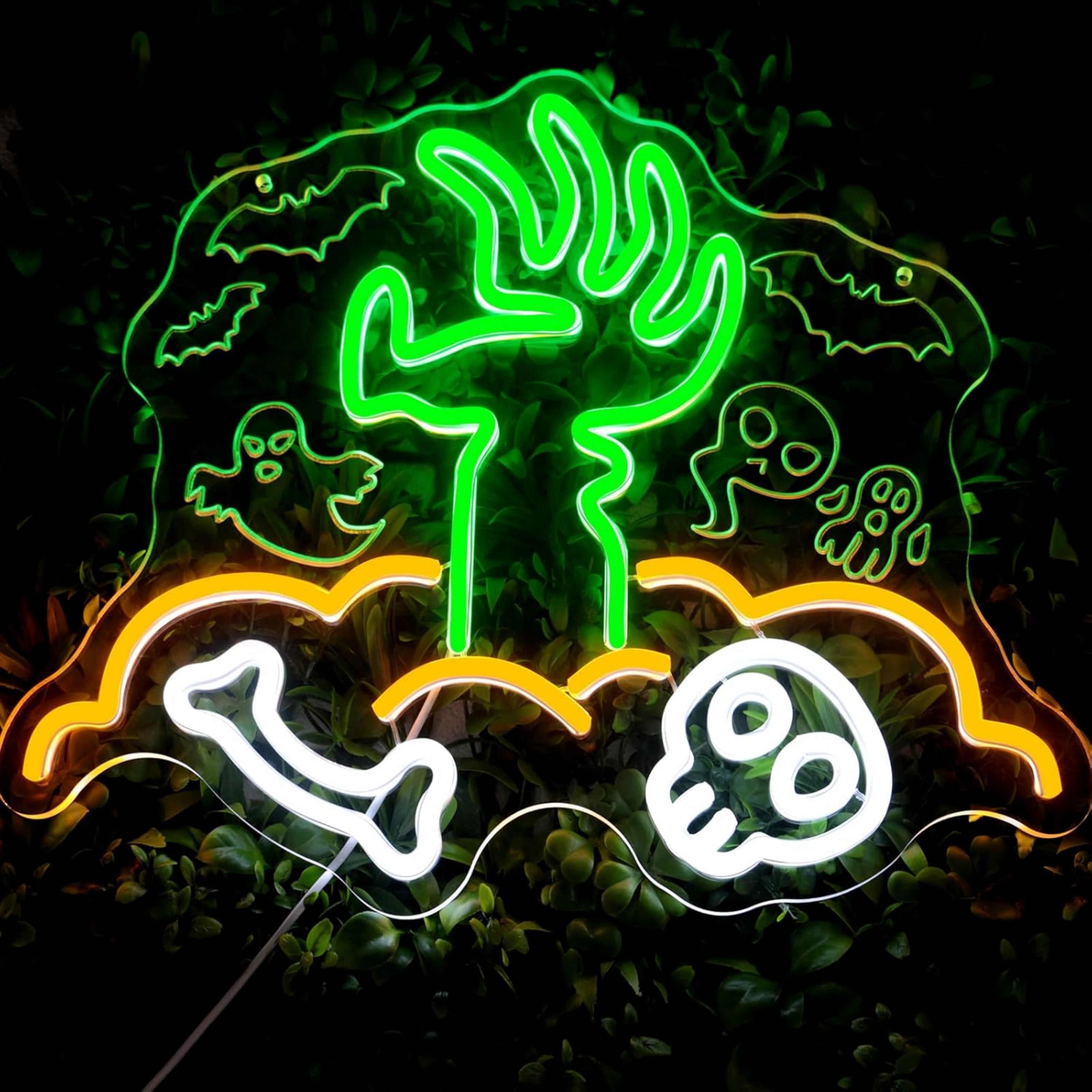 UPONRAY Tomb Neon Signs, 15.8"*12.6" Dimmable & USB-Powered LED Neon Light, Stylish Wall Decor for Halloween Party, Home, Bar, Shop, Haunted House