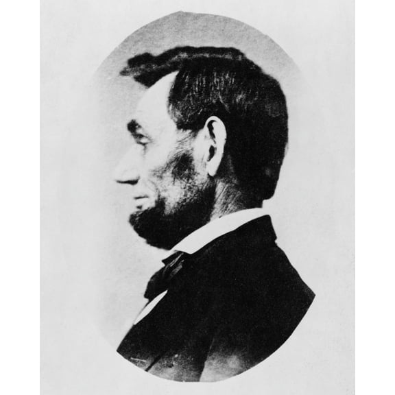 Print: Abraham Lincoln, Head-And-Shoulders Portrait, In Profile Facing
