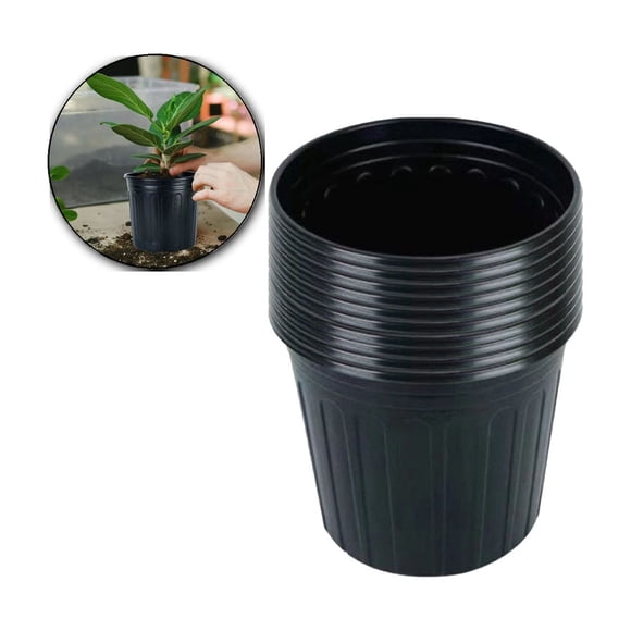 Dvruxg 10 Pcs 1.5 Gallon Plant Nursery Pots, Plastic Starter Pot with Drainage Holes, Plastic Plant Pots for Planting, Cuttings, Transplanting, Home Garden
